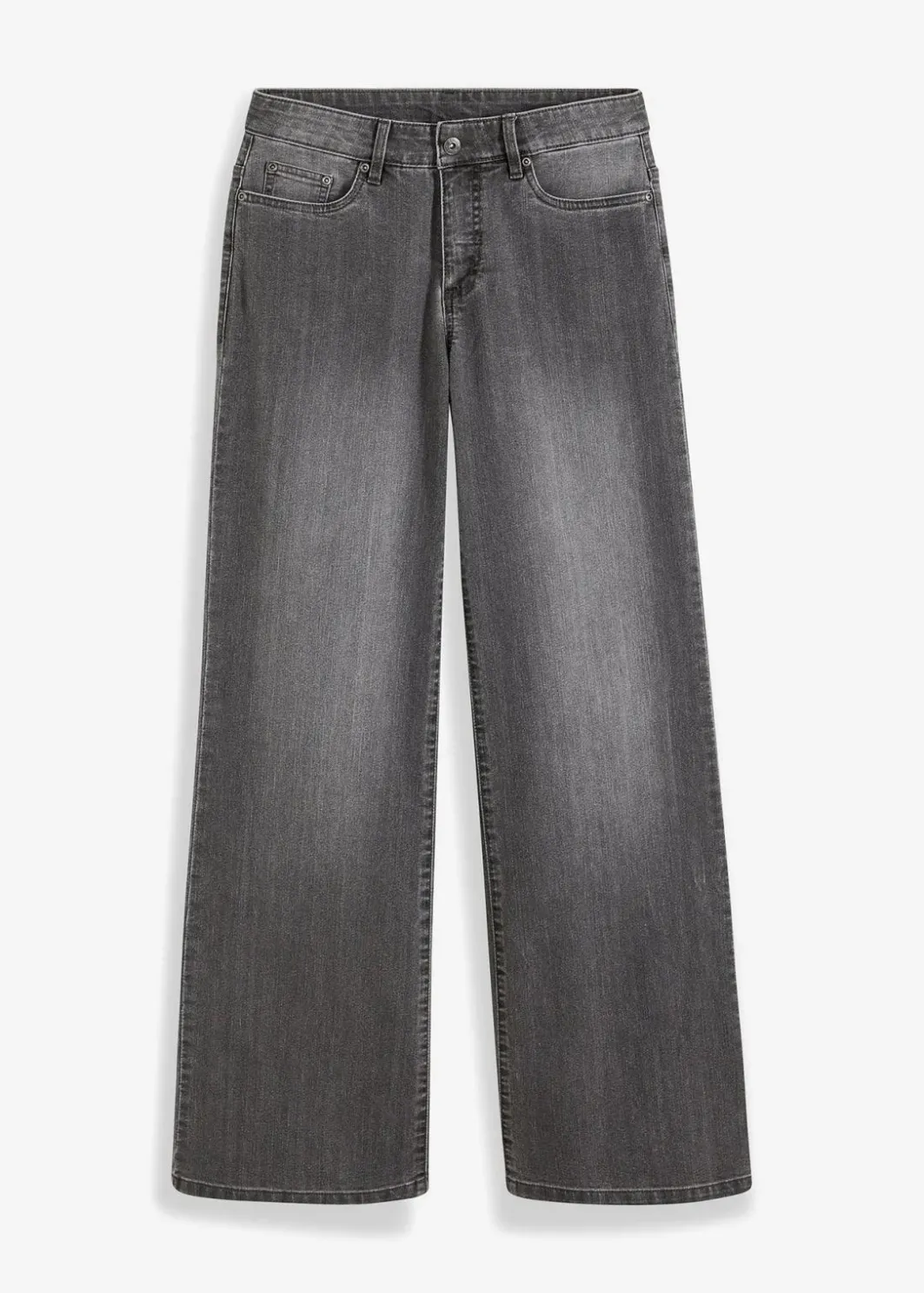 Damen bonprix Jeans|Kurzgrößen|Wide-Leg-Jeans, Mid Waist, Stretch