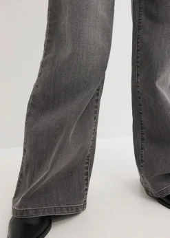 Damen bonprix Jeans|Kurzgrößen|Wide-Leg-Jeans, Mid Waist, Stretch