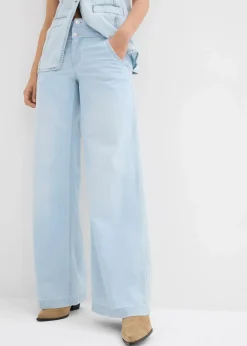 Damen bonprix Bekleidung·Shirts & Tops|Jeans|Wide-Leg-Jeans Mid Waist, Super Soft