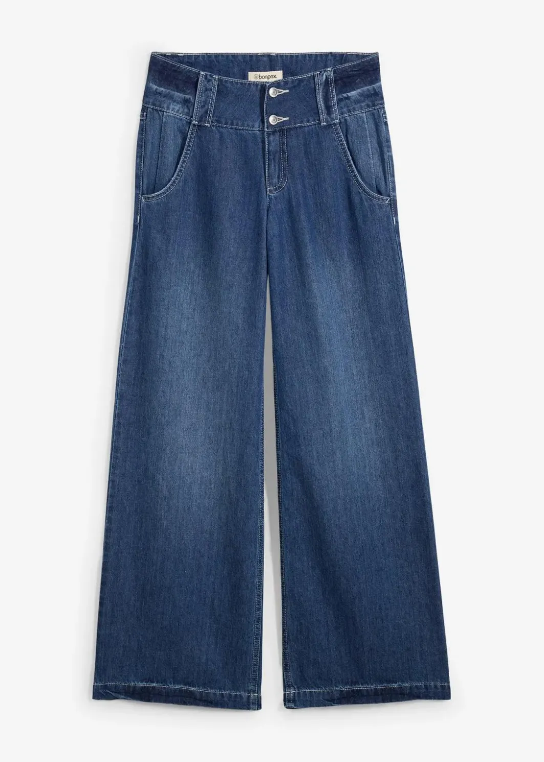 Damen bonprix Jeans|Bekleidung·Shirts & Tops|Wide-Leg-Jeans Mid Waist, Super Soft