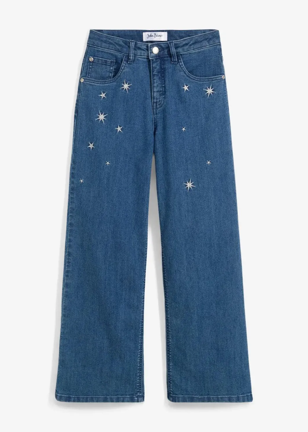 Kinder bonprix Mädchen 9-16 Jahre·Jeans|Wide-Leg-Jeans mit Stickerei Mid Waist