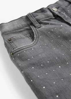 Kinder bonprix Mädchen 9-16 Jahre·Jeans|Wide-Leg-Jeans mit Strasssteinen Mid Waist