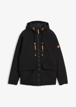 Outlet Winterjacke mit Kapuze und Lederimitat-Details Herren Große Größen|Jacken & Mäntel