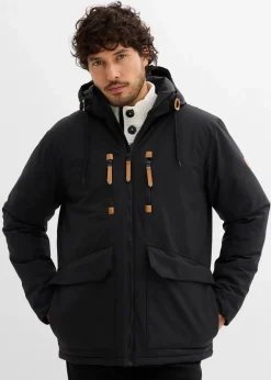 Outlet Winterjacke mit Kapuze und Lederimitat-Details Herren Große Größen|Jacken & Mäntel