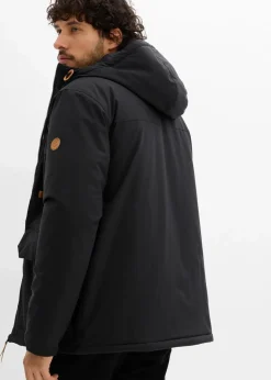 Outlet Winterjacke mit Kapuze und Lederimitat-Details Herren Große Größen|Jacken & Mäntel