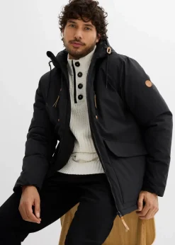 Outlet Winterjacke mit Kapuze und Lederimitat-Details Herren Große Größen|Jacken & Mäntel