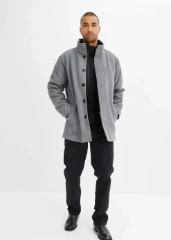 Outlet Winterjacke mit Windfang in Wolloptik Herren Große Größen|Outdoorbekleidung