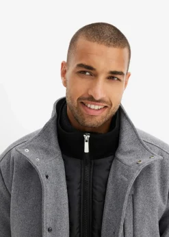 Outlet Winterjacke mit Windfang in Wolloptik Herren Große Größen|Outdoorbekleidung