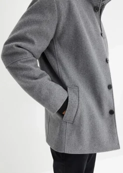 Outlet Winterjacke mit Windfang in Wolloptik Herren Große Größen|Outdoorbekleidung