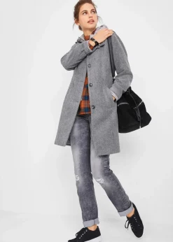 Clearance Winter-Kurzmantel in Wolloptik, 2in1 Optik Damen Bekleidung·Hosen|Jacken & Mäntel