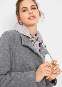 Clearance Winter-Kurzmantel in Wolloptik, 2in1 Optik Damen Bekleidung·Hosen|Jacken & Mäntel