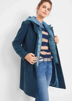 Damen bonprix Jacken & Mäntel|Bekleidung·Hosen|Winter-Kurzmantel in Wolloptik, 2in1 Optik