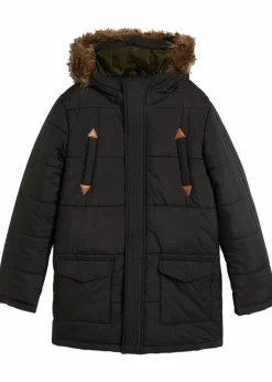 Kinder bonprix Jungen 9-16 Jahre·Bademode|Jungen 9-16 Jahre·Jacken & Outdoor|Winterparka mit Lederimitat-Details und Fellkapuze