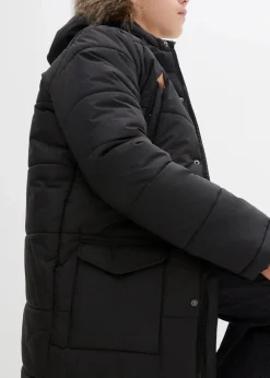 Kinder bonprix Jungen 9-16 Jahre·Bademode|Jungen 9-16 Jahre·Jacken & Outdoor|Winterparka mit Lederimitat-Details und Fellkapuze