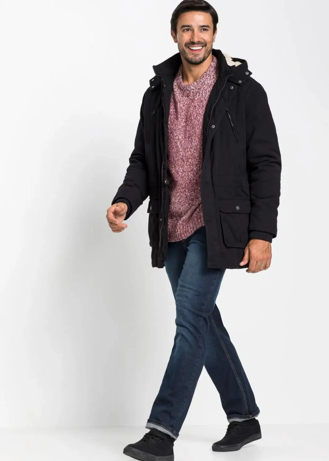 Herren bonprix Große Größen|Jacken & Mäntel|Winter-Parka mit Teddy-Kapuze