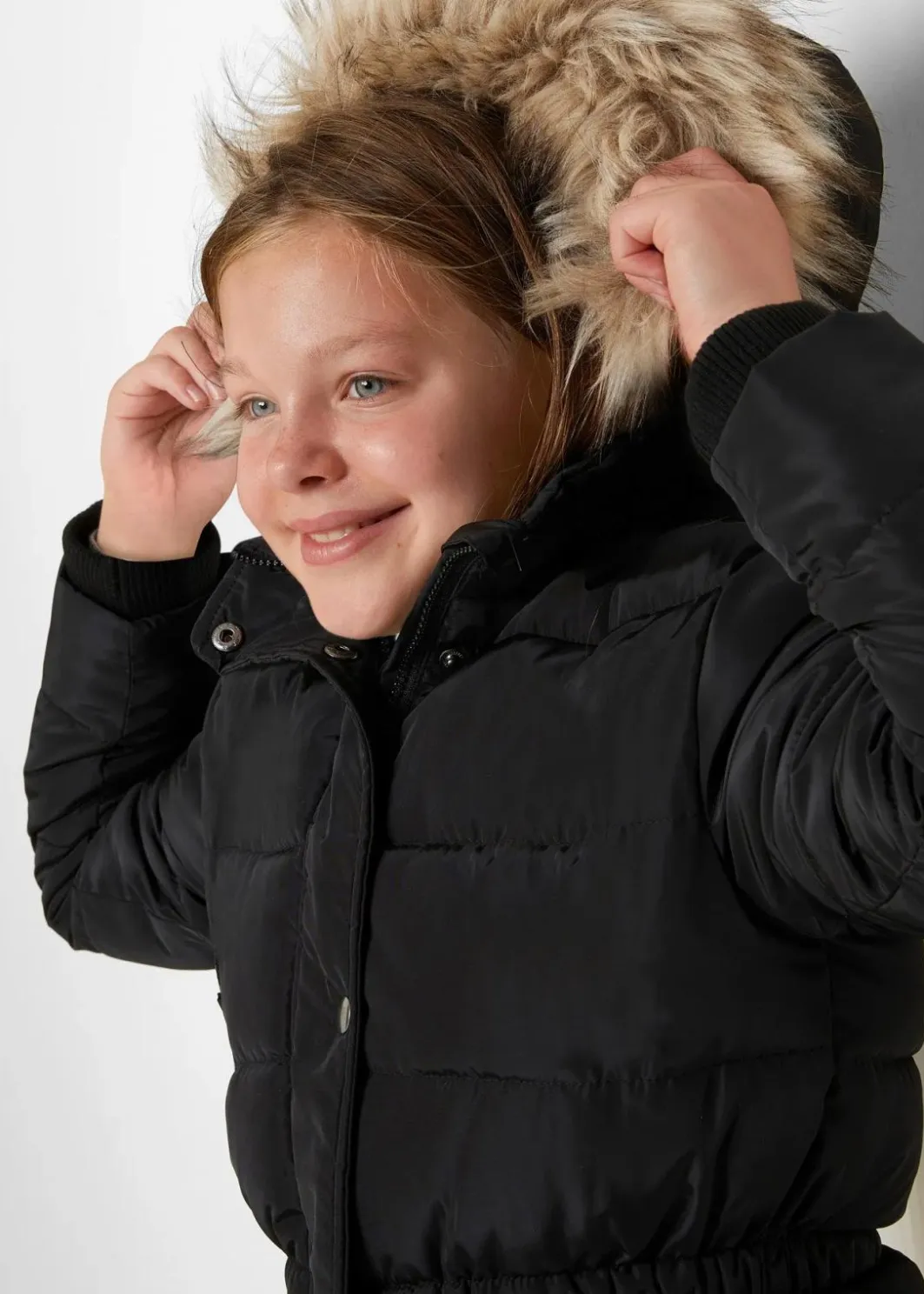 Kinder bonprix Mädchen 9-16 Jahre·Jacken & Outdoor|Winter-Steppmantel mit abnehmbarer Kapuze