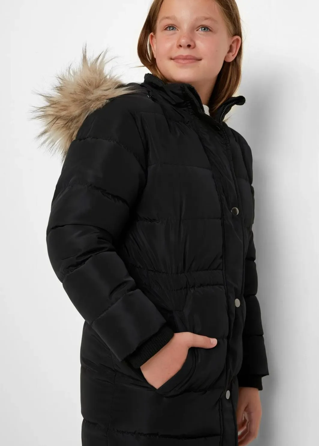 Kinder bonprix Mädchen 9-16 Jahre·Jacken & Outdoor|Winter-Steppmantel mit abnehmbarer Kapuze
