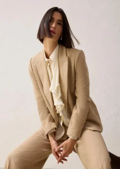 Damen bonprix Bekleidung·Basics|Nachhaltigere Materialien|Wollblazer mit Fischgratmuster