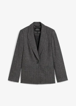 Damen bonprix Bekleidung·Basics|Nachhaltigere Materialien|Wollblazer mit Fischgratmuster