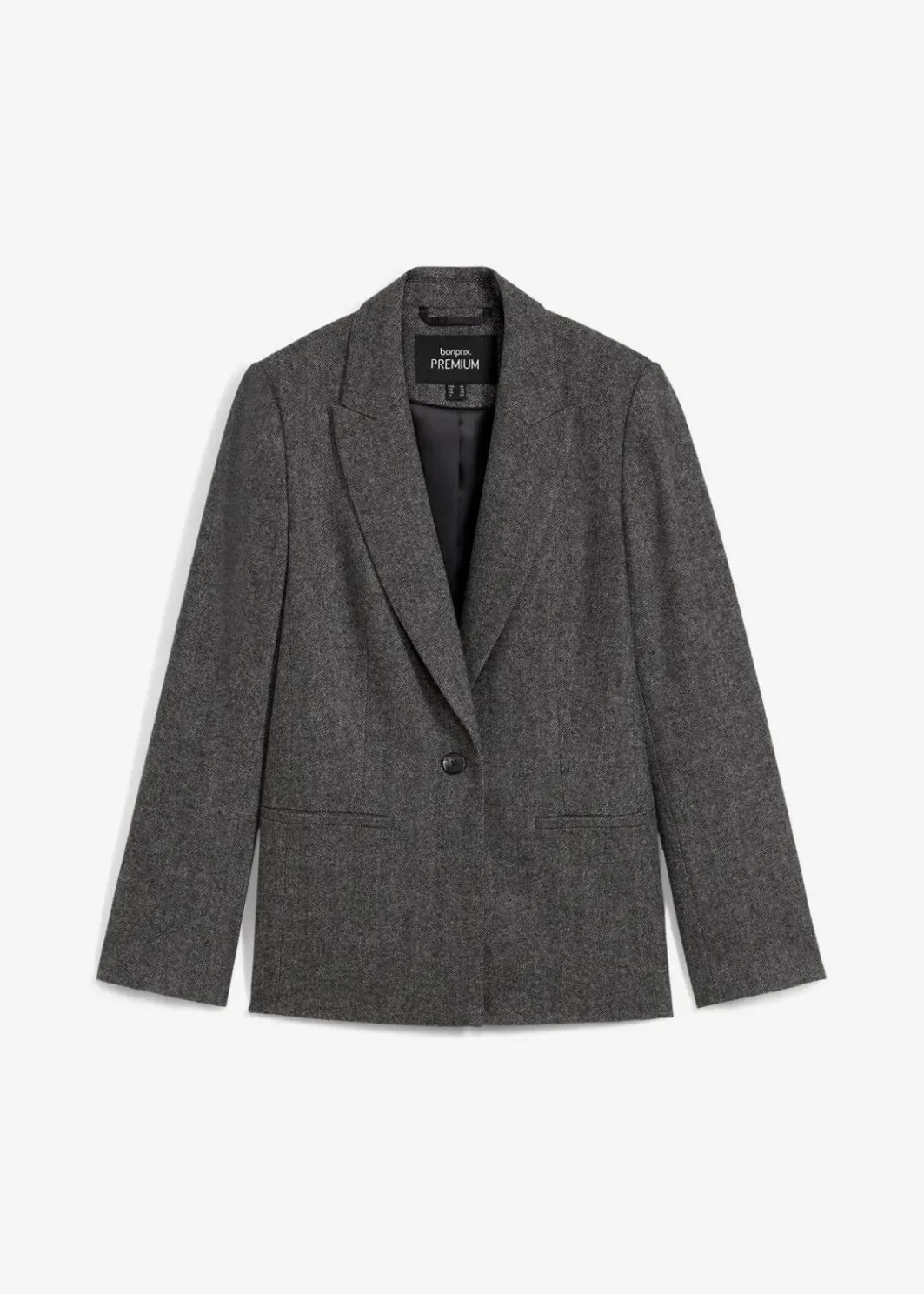 Damen bonprix Bekleidung·Basics|Nachhaltigere Materialien|Wollblazer mit Fischgratmuster