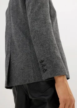 Damen bonprix Bekleidung·Basics|Nachhaltigere Materialien|Wollblazer mit Fischgratmuster