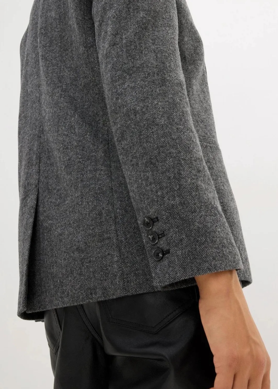 Damen bonprix Bekleidung·Basics|Nachhaltigere Materialien|Wollblazer mit Fischgratmuster