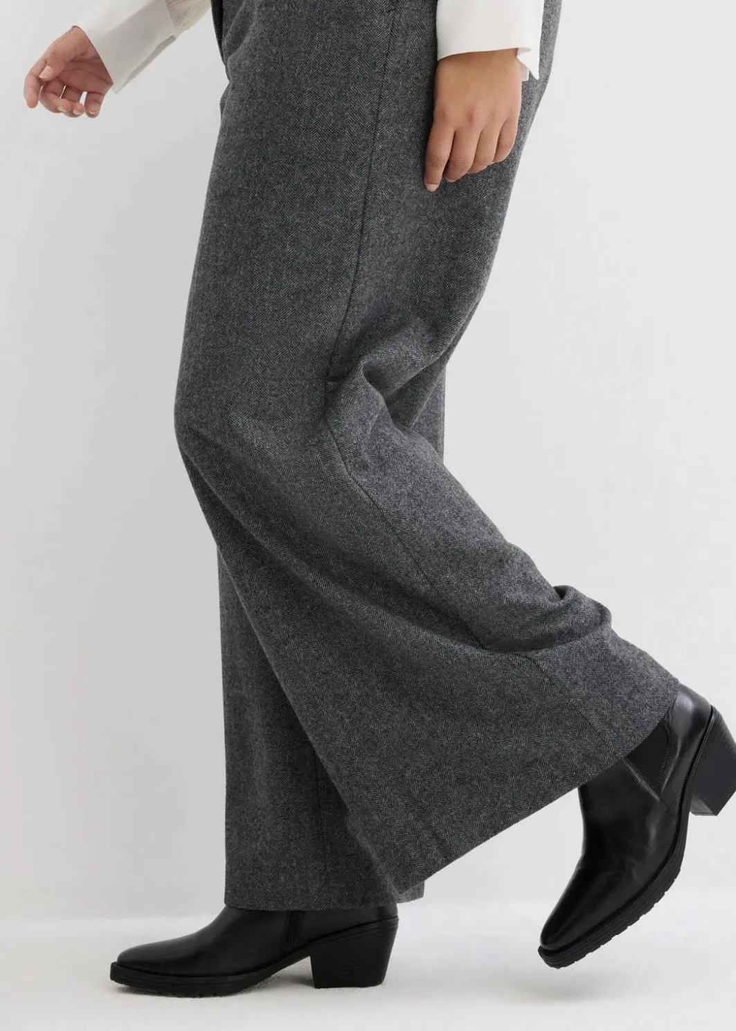 Damen bonprix Bekleidung·Basics|Nachhaltigere Materialien|Wollblazer mit Fischgratmuster