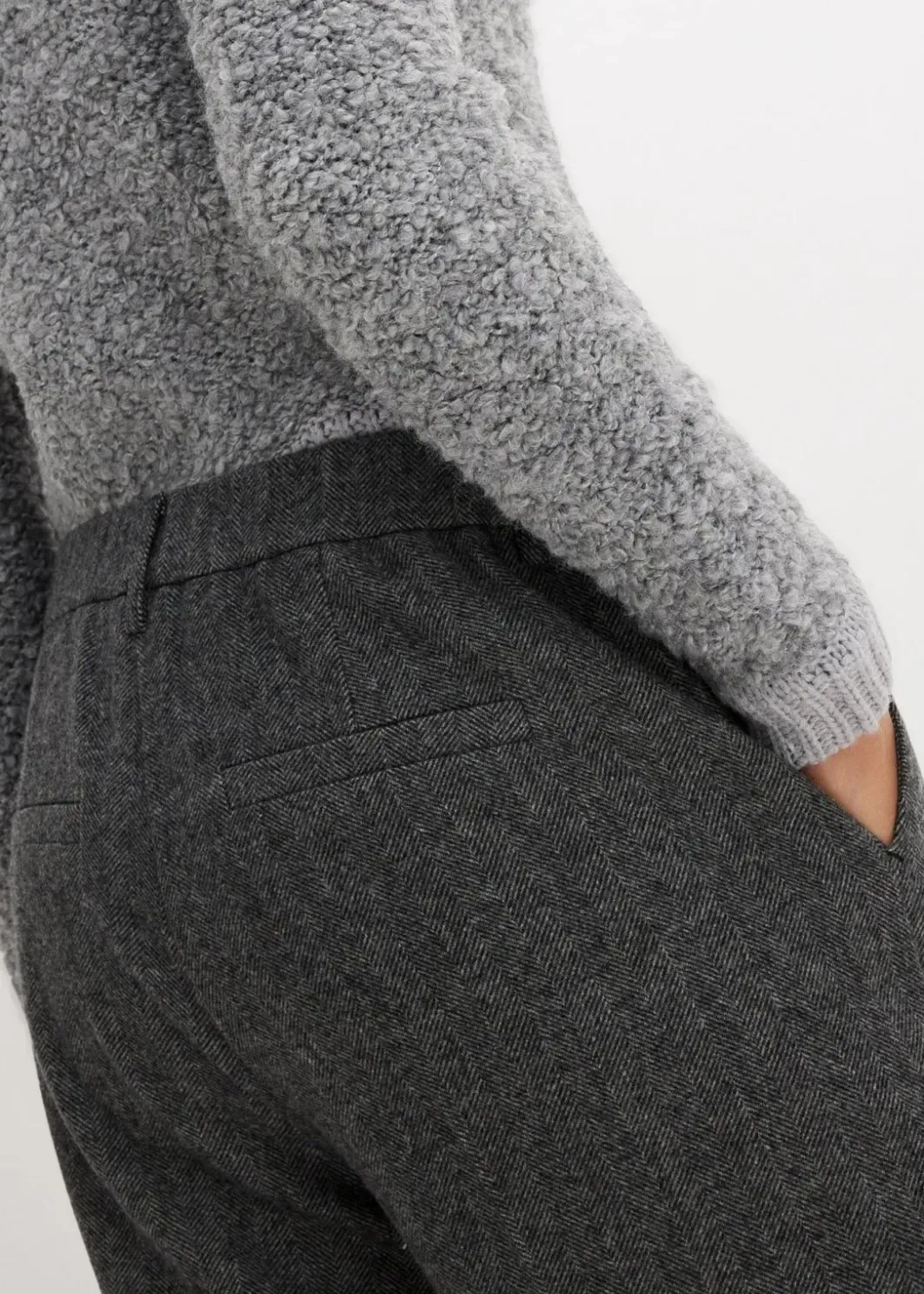 Clearance Wollhose mit Fischgratmuster Damen Bekleidung·Kleider|Hosen
