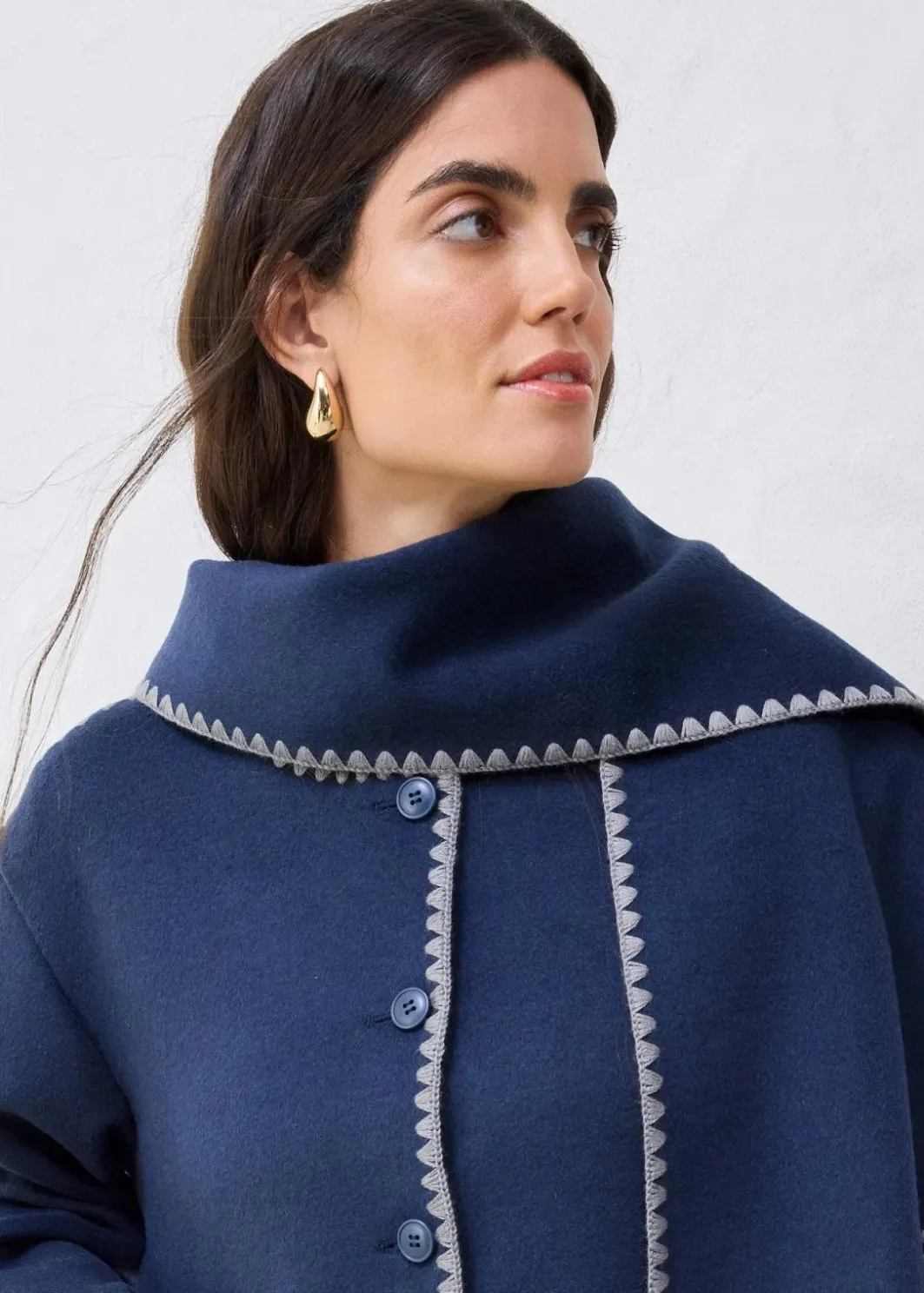 Damen bonprix Bekleidung·Hosen|Jacken & Mäntel|Wolljacke mit Zierstickerei (2tlg. Set mit Schal)