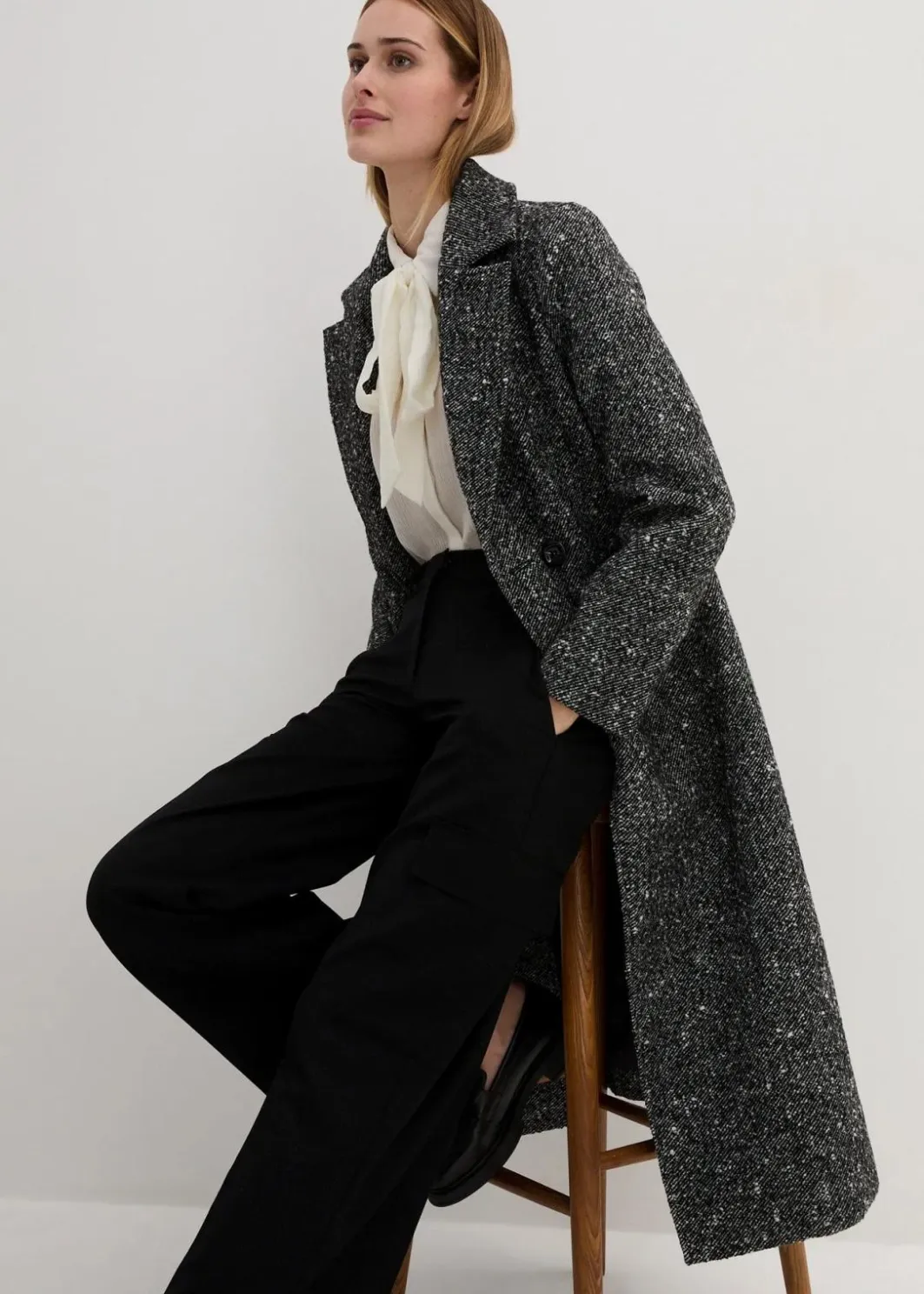 Damen bonprix Bekleidung·Hosen|Jacken & Mäntel|Wollmantel mit Struktur