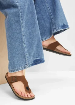 Damen bonprix Sommerschuhe|Zehenstegpantoletten mit dekorativer Schnalle