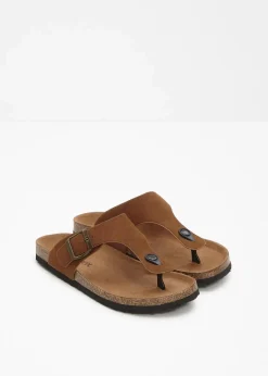 Damen bonprix Sommerschuhe|Zehenstegpantoletten mit dekorativer Schnalle