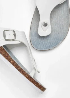 Damen bonprix Hausschuhe|Sommerschuhe|Zehenstegpantoletten mit dekorativer Schnalle
