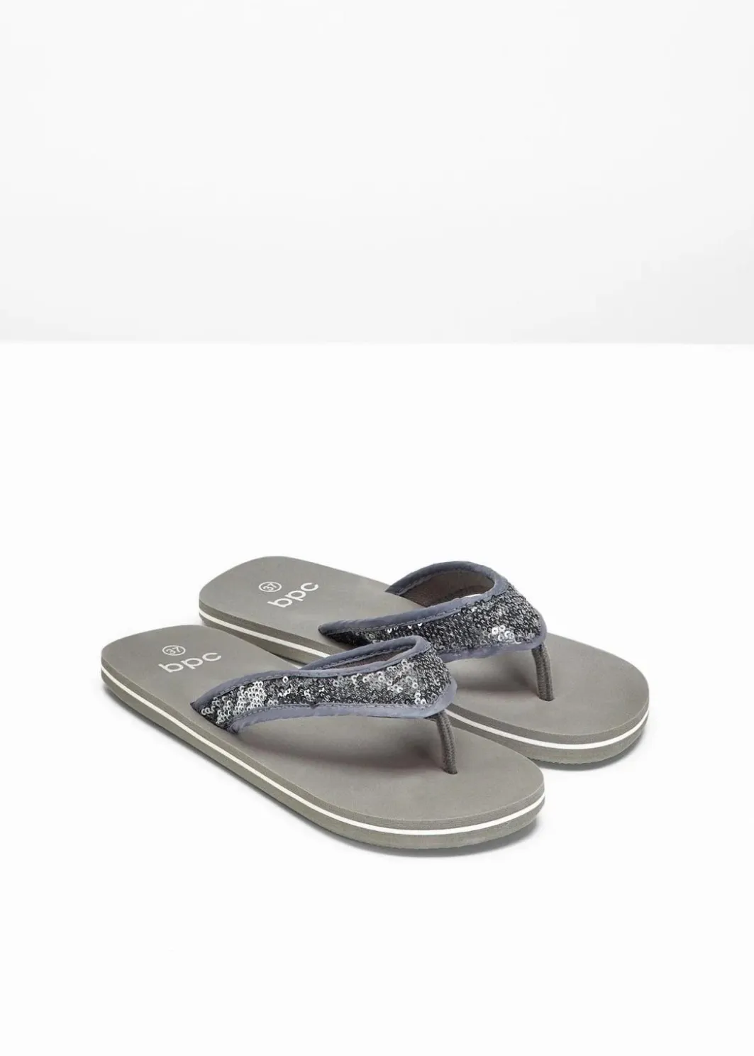 Damen bonprix Schuhe & Accessoires In Spezialgrößen·Schuhe In Übergröße|Sommerschuhe|Zehenstegpantoletten mit Pailletten