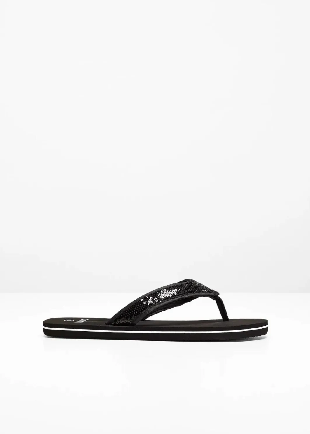 Damen bonprix Strandmode|Sommerschuhe|Zehenstegpantoletten mit Pailletten