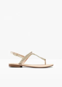Clearance Zehenstegsandalen in Flecht-Optik Damen Strandmode|Sommerschuhe