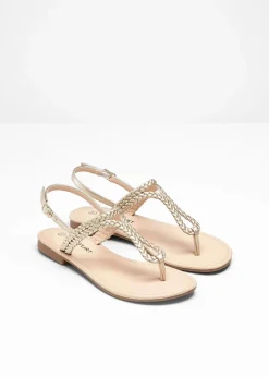 Clearance Zehenstegsandalen in Flecht-Optik Damen Strandmode|Sommerschuhe