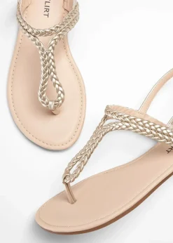 Clearance Zehenstegsandalen in Flecht-Optik Damen Strandmode|Sommerschuhe