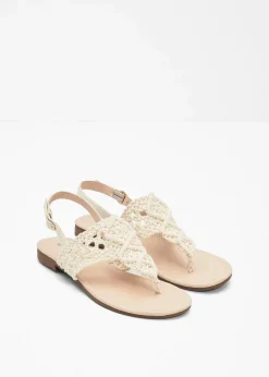 Damen bonprix Strandmode|Sommerschuhe|Zehenstegsandalen in Makramee-Optik