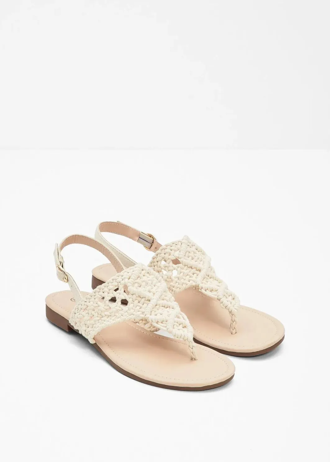 Damen bonprix Strandmode|Sommerschuhe|Zehenstegsandalen in Makramee-Optik