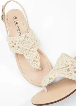 Damen bonprix Strandmode|Sommerschuhe|Zehenstegsandalen in Makramee-Optik