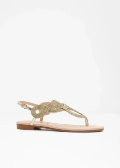 Clearance Zehenstegsandalen in Metallic-Optik Damen Strandmode|Sommerschuhe