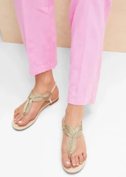 Clearance Zehenstegsandalen in Metallic-Optik Damen Strandmode|Sommerschuhe