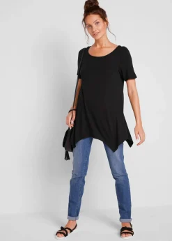 Damen bonprix Shirts & Tops|Nachhaltigere Materialien|Zipfel Longshirt, kurzarm