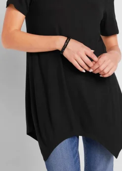Damen bonprix Shirts & Tops|Nachhaltigere Materialien|Zipfel Longshirt, kurzarm