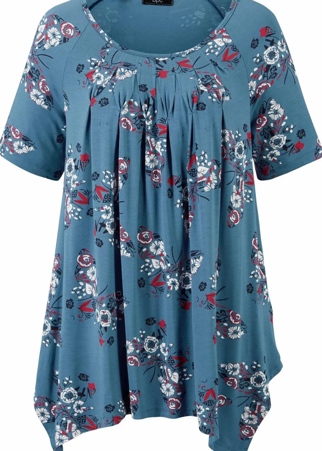 Damen bonprix Shirts & Tops|Nachhaltigere Materialien|Zipfel-Longshirt, kurzarm