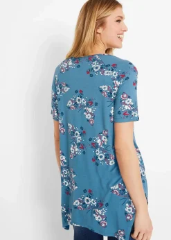 Damen bonprix Shirts & Tops|Nachhaltigere Materialien|Zipfel-Longshirt, kurzarm