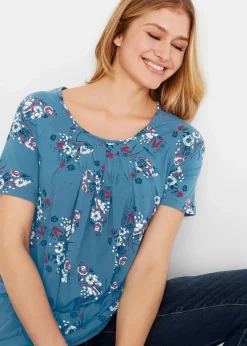 Damen bonprix Shirts & Tops|Nachhaltigere Materialien|Zipfel-Longshirt, kurzarm